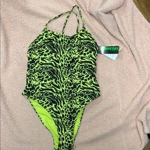 A yellow and black bath suit